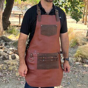 Premium Leather Apron - Color Brown Copper